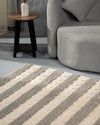 Ivory & Taupe Textured Striped Rug – Modern Neutral Area Rug