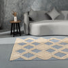 Ivory & Blue Diamond Pattern Rug – Modern Geometric Area Rug