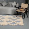 Ivory & Blue Diamond Pattern Rug – Modern Geometric Area Rug