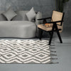 Charcoal & Ivory Diamond Chevron Rug – Modern Geometric Handwoven Rug