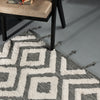 Charcoal & Ivory Diamond Chevron Rug – Modern Geometric Handwoven Rug