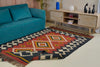Rust & Charcoal Geometric Tribal Kilim Rug