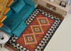 Rust & Charcoal Geometric Tribal Kilim Rug