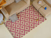 Blush Pink & Natural Geometric Diamond Kilim Rug