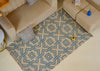 Blue & Natural Geometric Kilim Rug