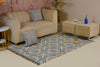 Blue & Natural Geometric Kilim Rug