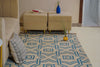 Blue & Natural Geometric Kilim Rug