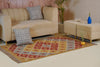 Rust, Mustard & Slate Geometric Kilim Rug