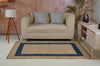 Natural & Navy Blue Border Jute Flatweave Rug