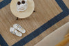 Natural & Navy Blue Border Jute Flatweave Rug