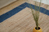 Natural & Navy Blue Border Jute Flatweave Rug