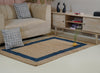 Natural & Navy Blue Border Jute Flatweave Rug