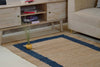 Natural & Navy Blue Border Jute Flatweave Rug