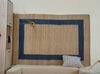 Natural & Navy Blue Border Jute Flatweave Rug