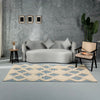 Ivory & Blue Diamond Pattern Rug – Modern Geometric Area Rug