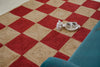 Red & Natural Checkered Braided Jute Rug