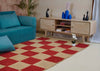 Red & Natural Checkered Braided Jute Rug