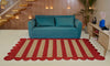 Rust Red & Natural Striped Braided Jute Rug