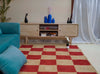 Red & Natural Checkered Braided Jute Rug
