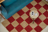 Red & Natural Checkered Braided Jute Rug